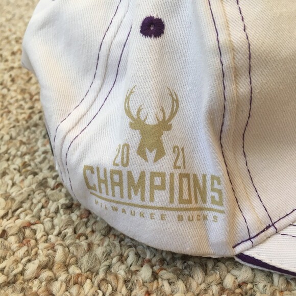 Milwaukee Bucks Baseball Hat Cap Fear the Deer Wisconsin Basketball WI White 24 - Picture 5 of 8